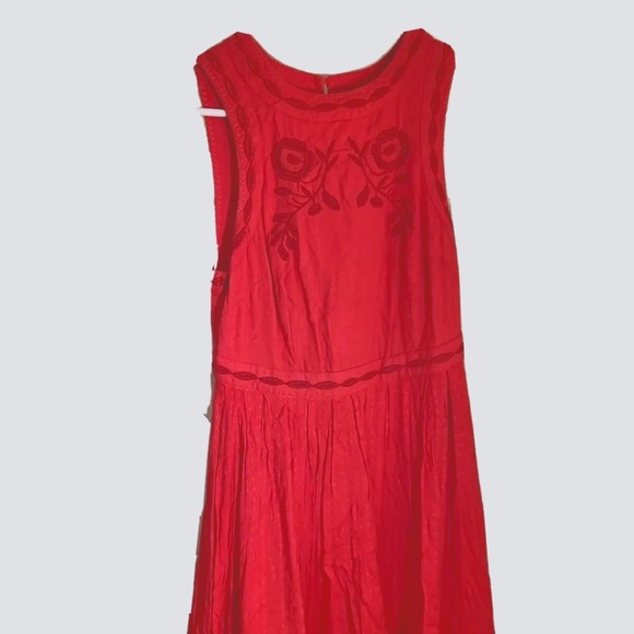 Free People Mini Dress Coral Red A Line Sleeveless Birds Of A Feather  Size 2? - Picture 1 of 2